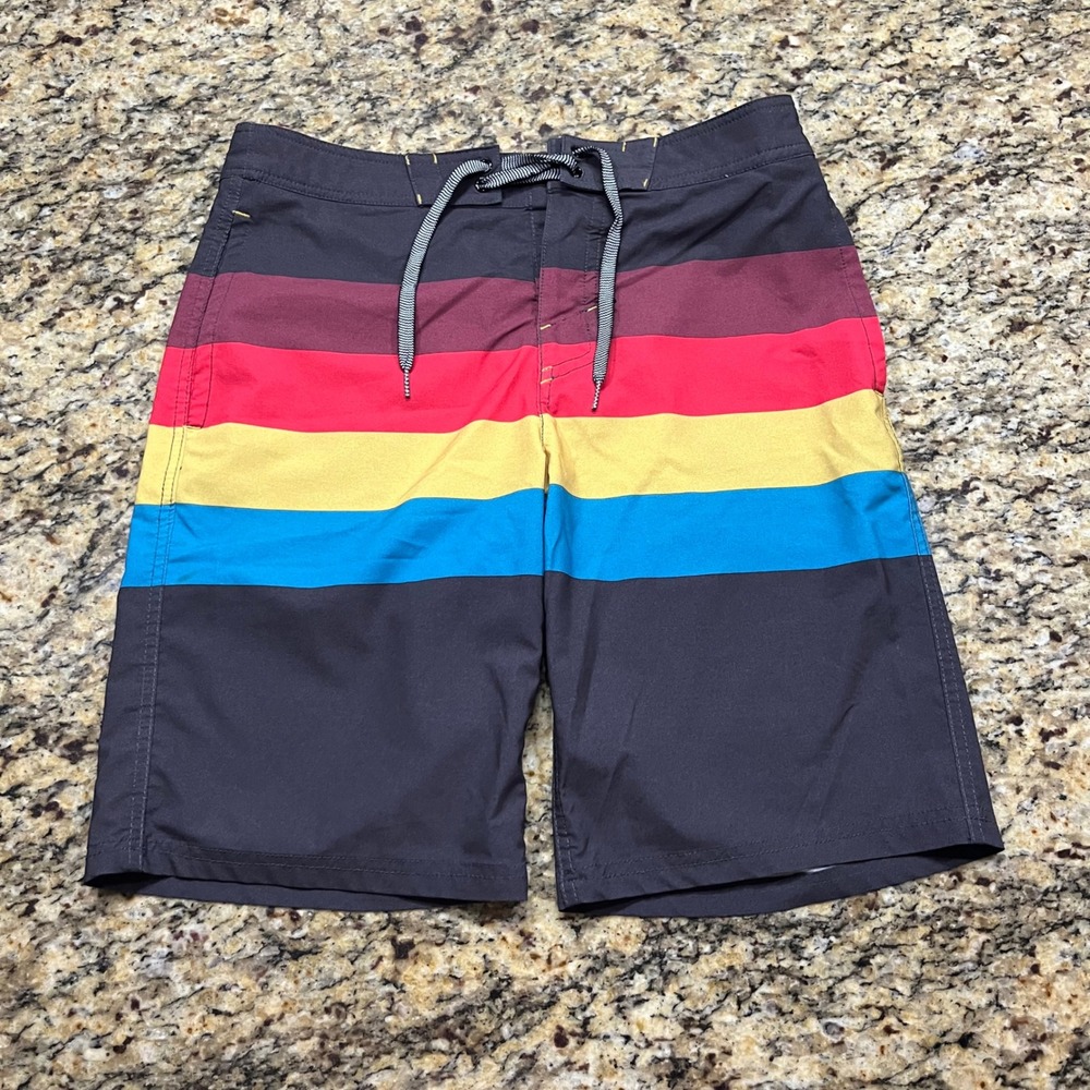 Mossimo Supply Co Mens Board Shorts Size 32 Striped Swim Trunks Grey Multi Color